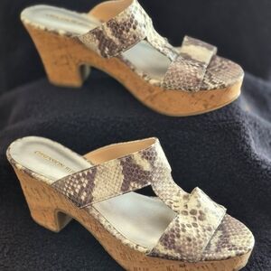 Obsession Rules Snakeskin Pattern Mules - Cream and Brown